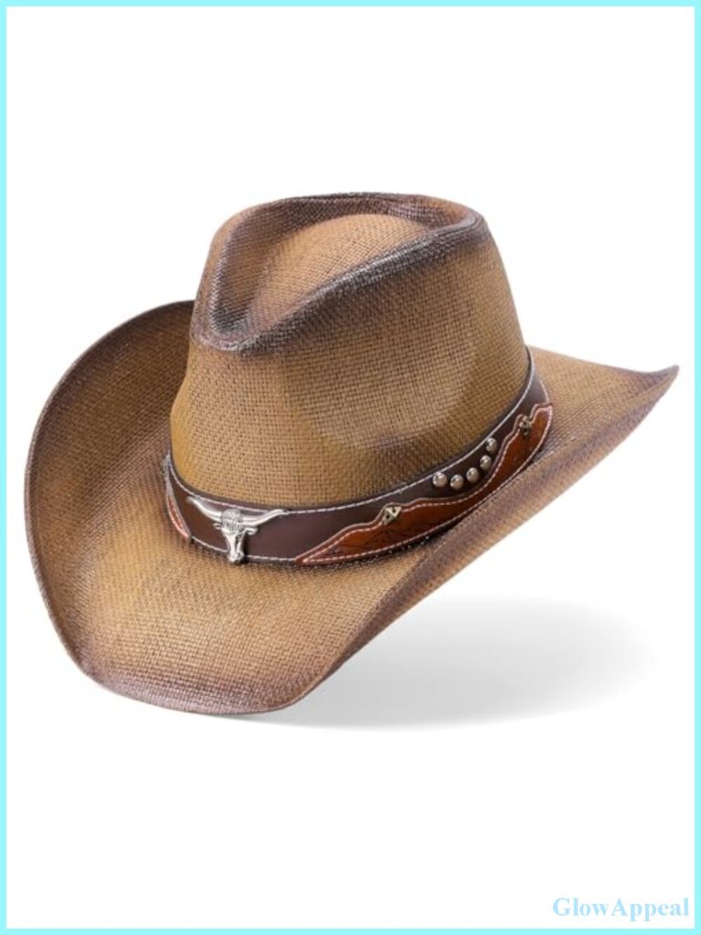 Handwoven Straw Cowboy Hat for Men Women Western Crease Brim